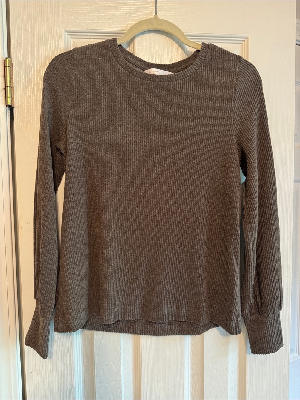 LC Lauren Conrad Ribbed Long-Sleeve Top — Brown